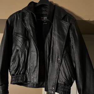 Wilson black leather jacket size Large, no tears or wear marks